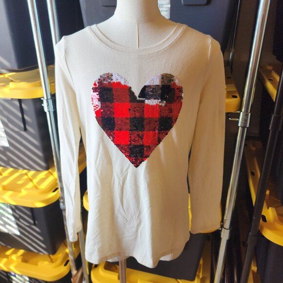 Cat & Jack Girls’ Sequin Heart Long Sleeve Top – Size L (10/12) - Picture 2 of 15